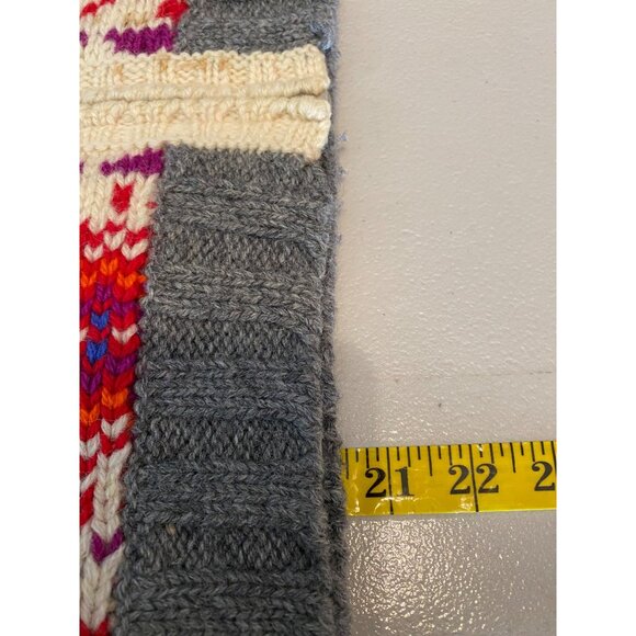 Vintage Express Tricot Wool Fair Isle Cardigan Sweater Zips Gray Red Blue Small - Picture 5 of 8